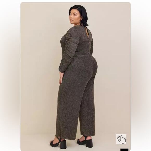 Torrid Jumpsuit Women's 12 Glitter Knit Sweetheart Neck Shimmer Stripe Surplice - Picture 6 of 6